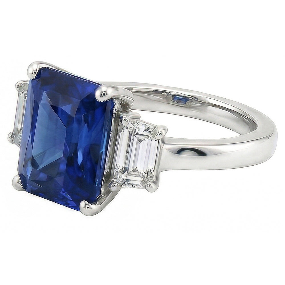 Women's Gold Gemstone Ring Emerald Natural Earth Mined Diamond ( Not Lab Grown ) Ceylon Sapphire 3.50 Carats