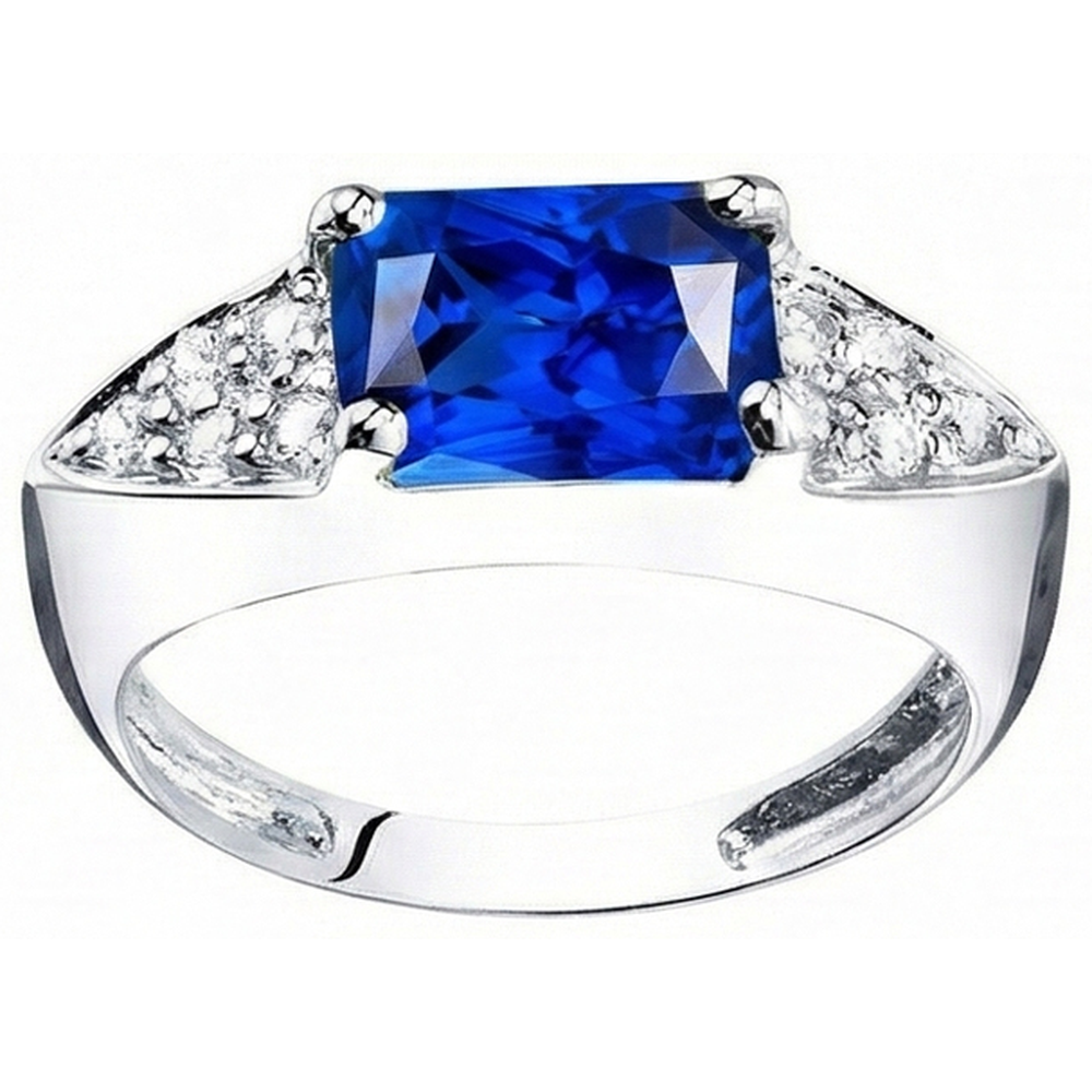 Women's Gold Natural Earth Mined Diamond ( Not Lab Grown ) Anniversary Blue Sapphire Fancy Ring 3.50 Carats