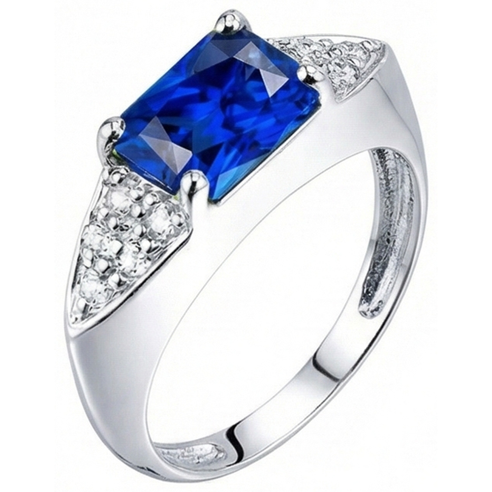 Women's Gold Natural Earth Mined Diamond ( Not Lab Grown ) Anniversary Blue Sapphire Fancy Ring 3.50 Carats