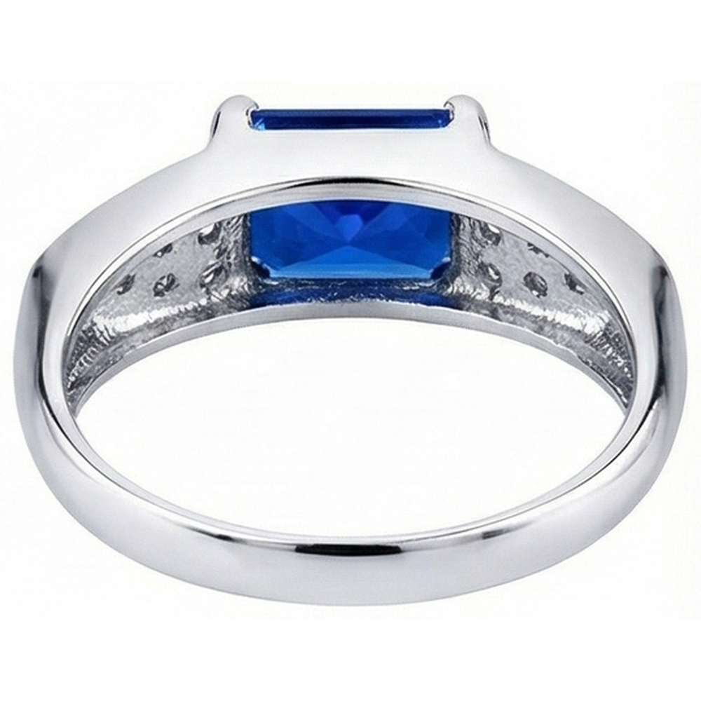 Women's Gold Natural Earth Mined Diamond ( Not Lab Grown ) Anniversary Blue Sapphire Fancy Ring 3.50 Carats