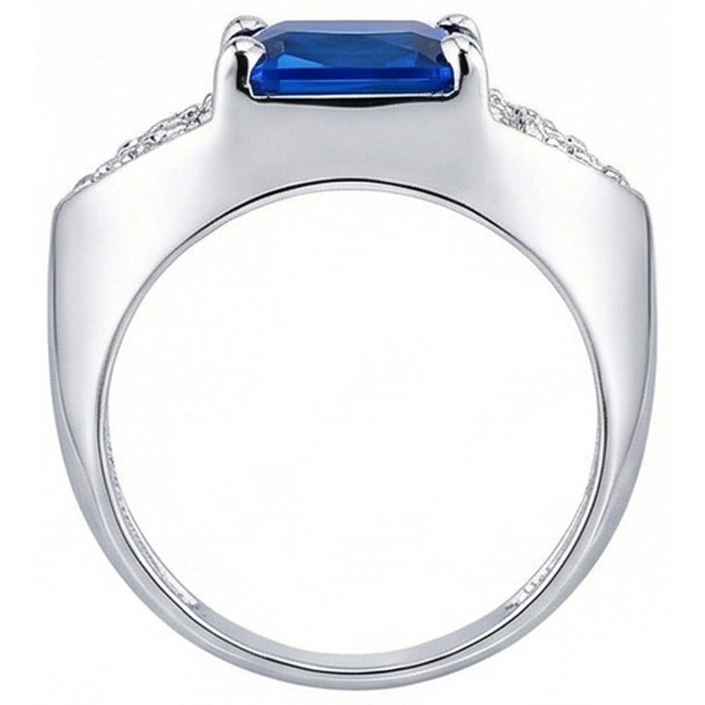 Women's Gold Natural Earth Mined Diamond ( Not Lab Grown ) Anniversary Blue Sapphire Fancy Ring 3.50 Carats