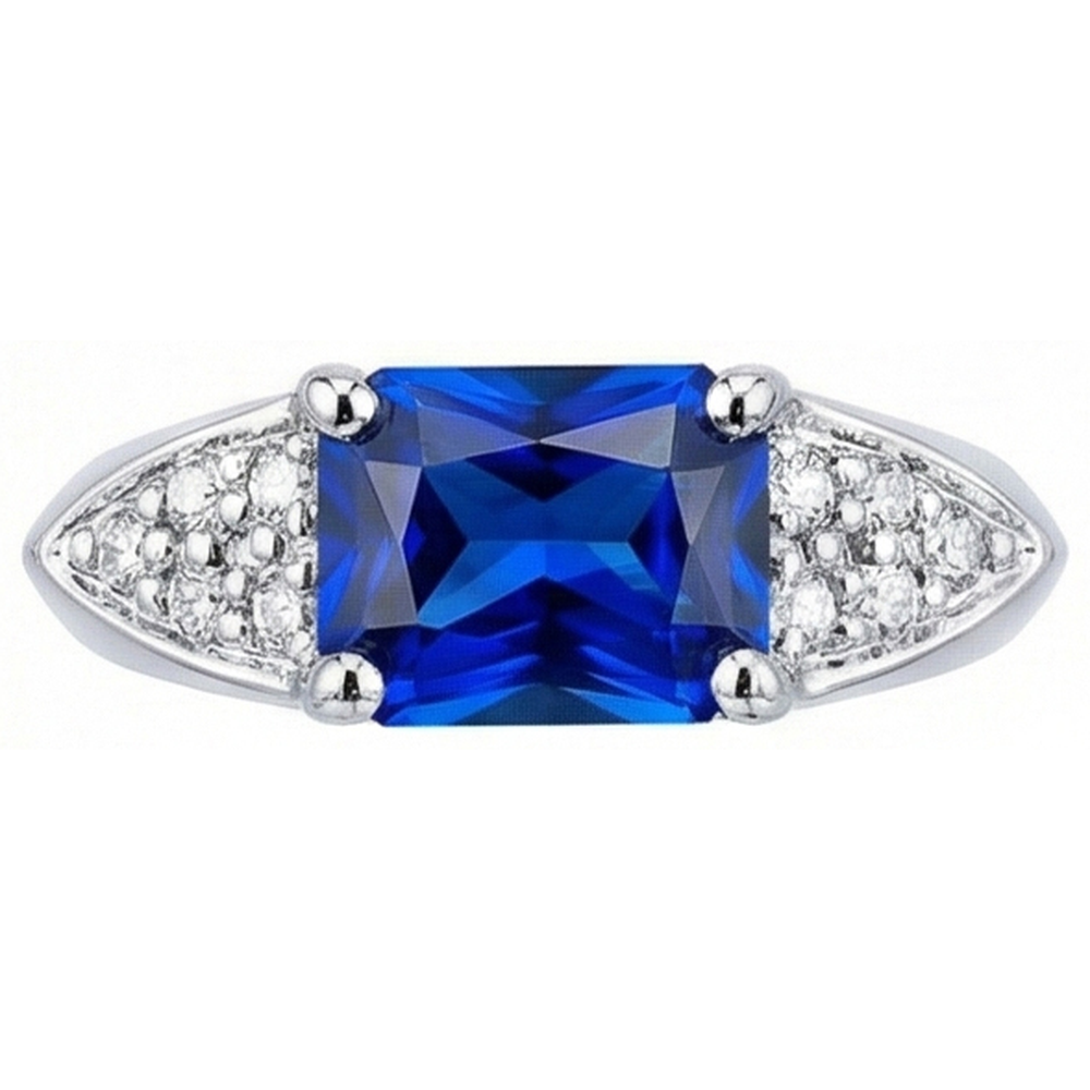 Women's Gold Natural Earth Mined Diamond ( Not Lab Grown ) Anniversary Blue Sapphire Fancy Ring 3.50 Carats