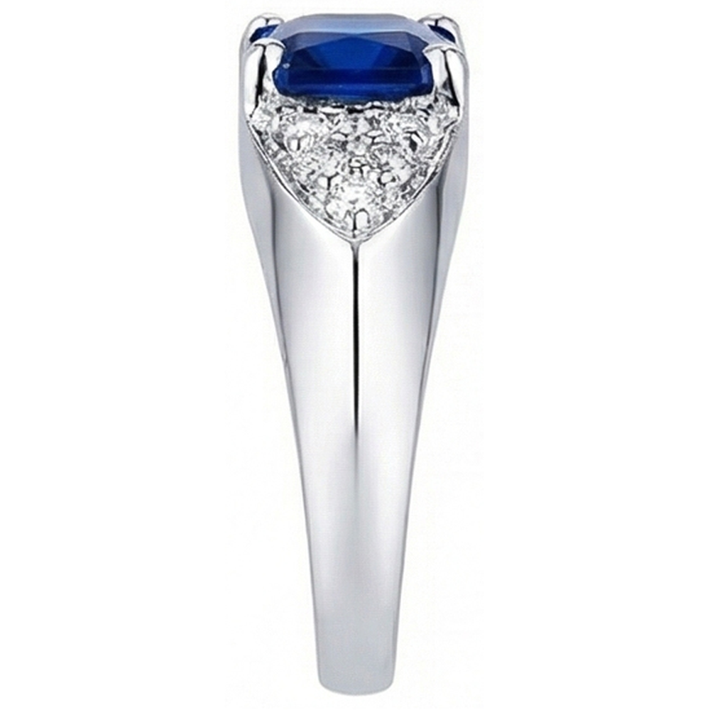 Women's Gold Natural Earth Mined Diamond ( Not Lab Grown ) Anniversary Blue Sapphire Fancy Ring 3.50 Carats