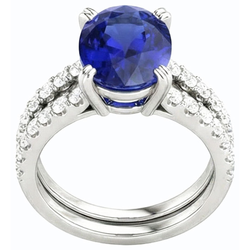 Natural Sapphire Ring 4.50ct - White Gold 14K