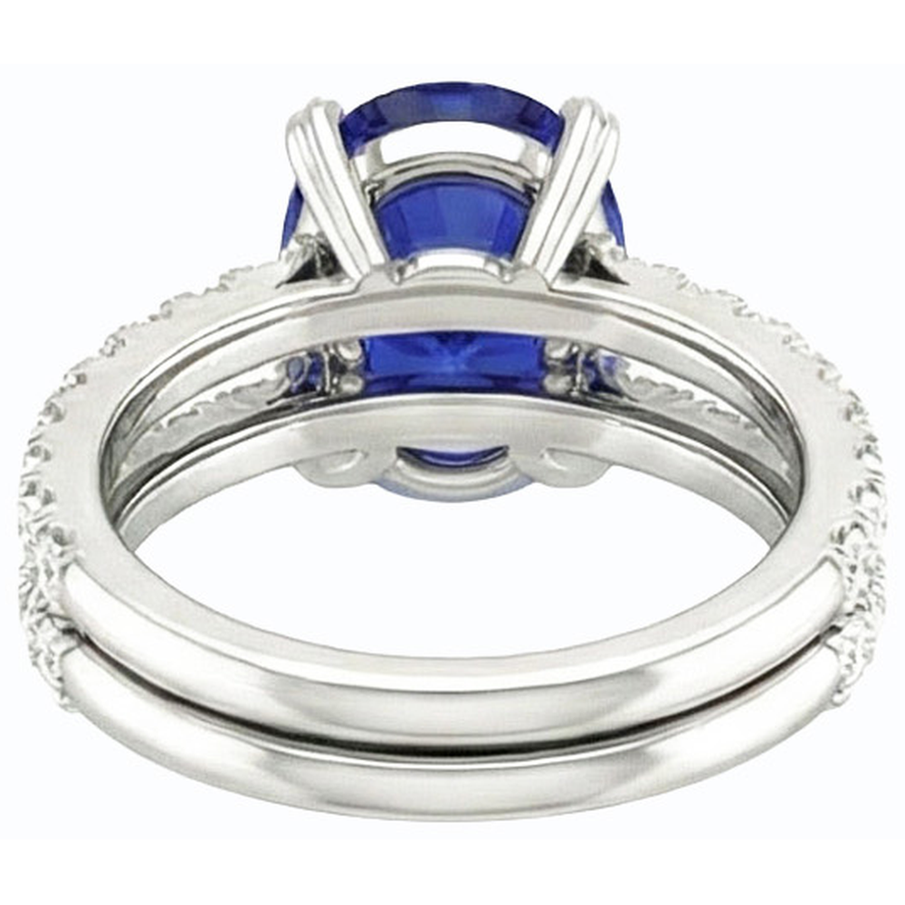natural round sapphire 4.50ct ring top view