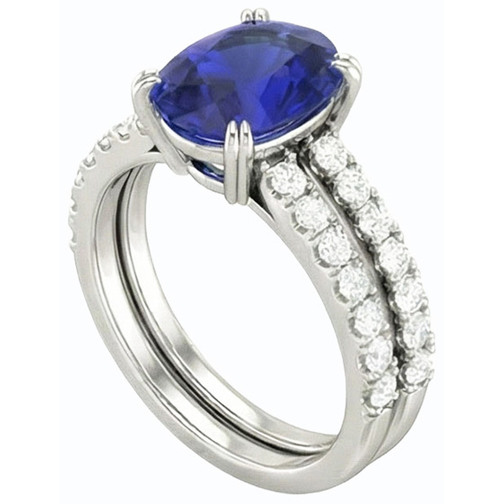 natural round sapphire 4.50ct ring profile view