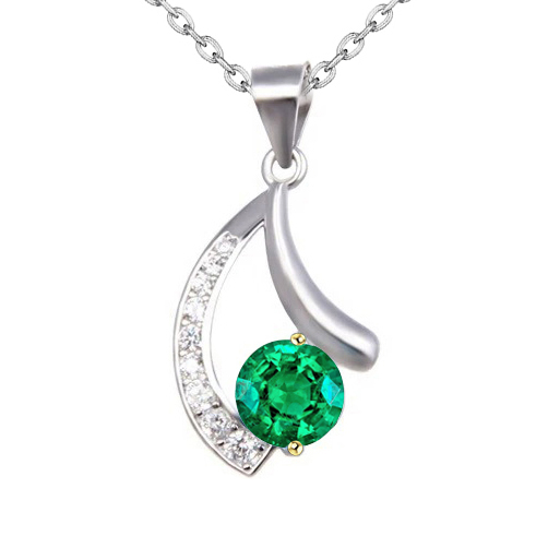 Round Cut Fine Emerald ring in 14K Two Tone Gold – main view
