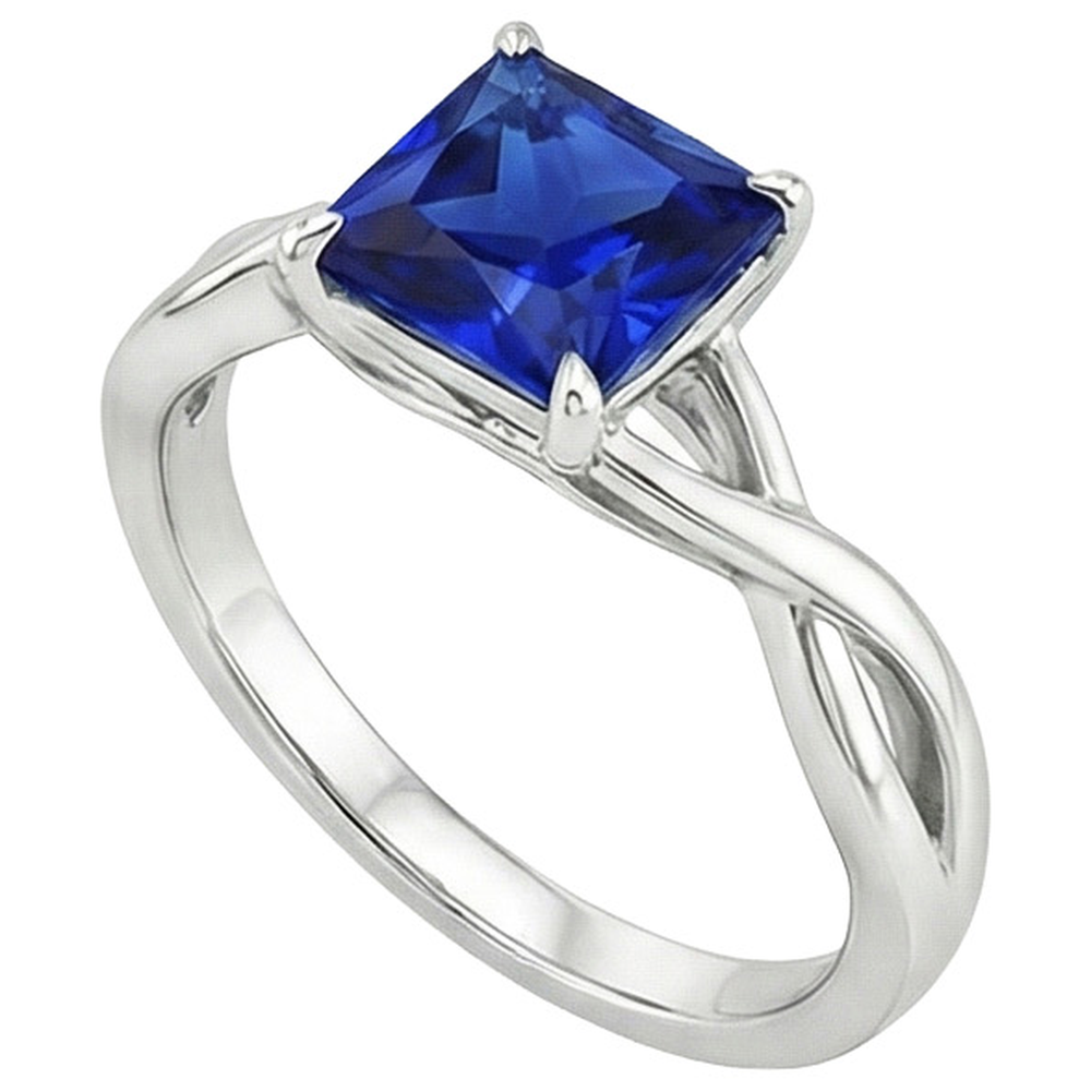 natural cushion sapphire 2.25ct ring top view