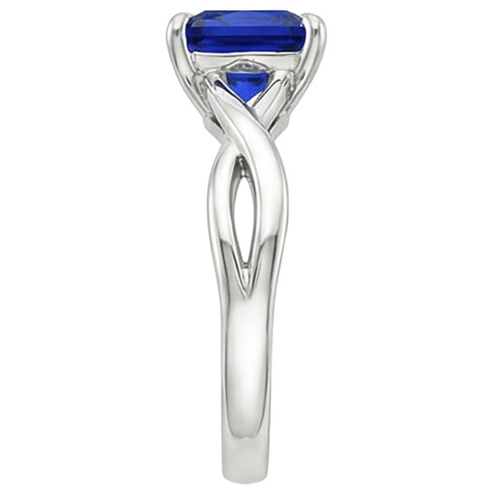 natural cushion sapphire 2.25ct ring profile view