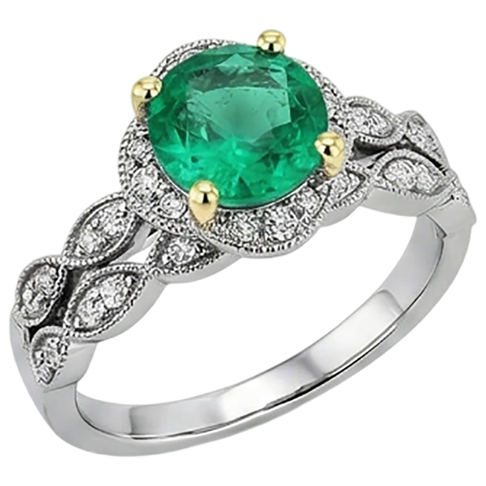 Elegant Fine Emerald Gemstone Ring 2.50 ct – angle view