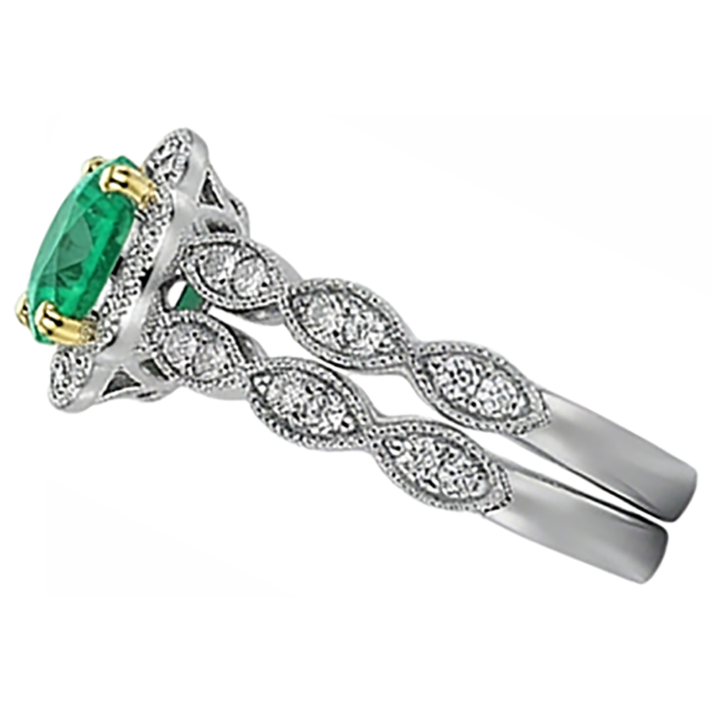 Fine Emerald Gemstone Ring 2.50-ct Two-Tone 14K Gold – top view