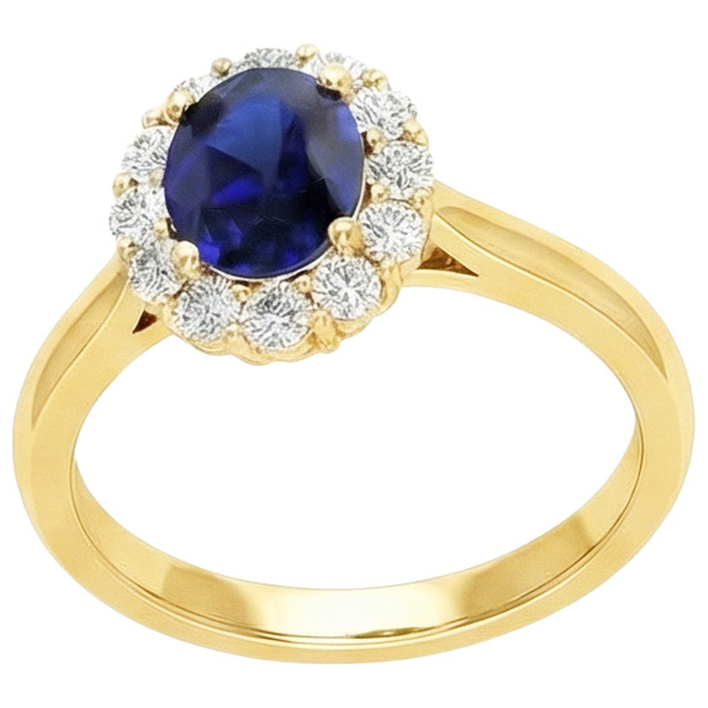 Women's Halo Natural Earth Mined Diamond ( Not Lab Grown ) Ring Oval Blue Sapphire 7.50 Carats