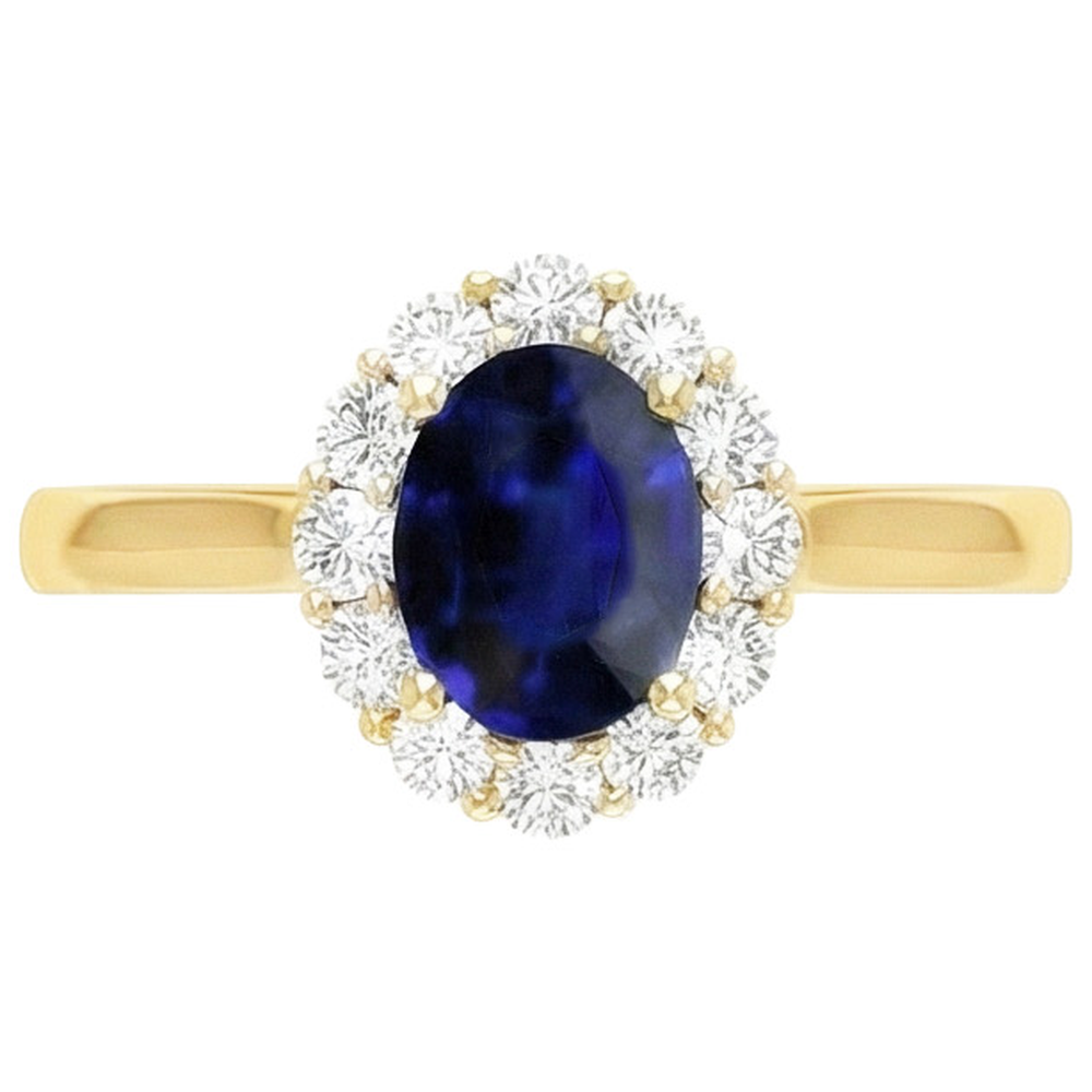 Women's Halo Natural Earth Mined Diamond ( Not Lab Grown ) Ring Oval Blue Sapphire 7.50 Carats