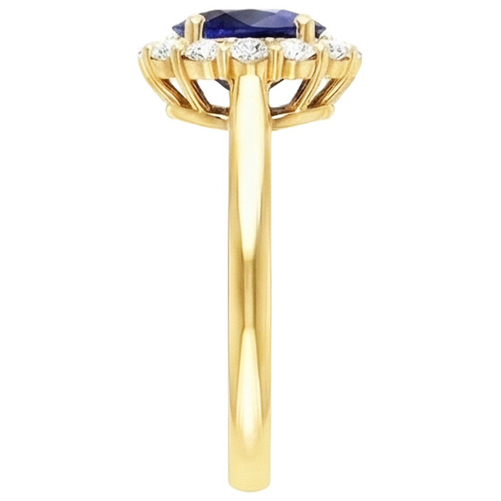 Women's Halo Natural Earth Mined Diamond ( Not Lab Grown ) Ring Oval Blue Sapphire 7.50 Carats