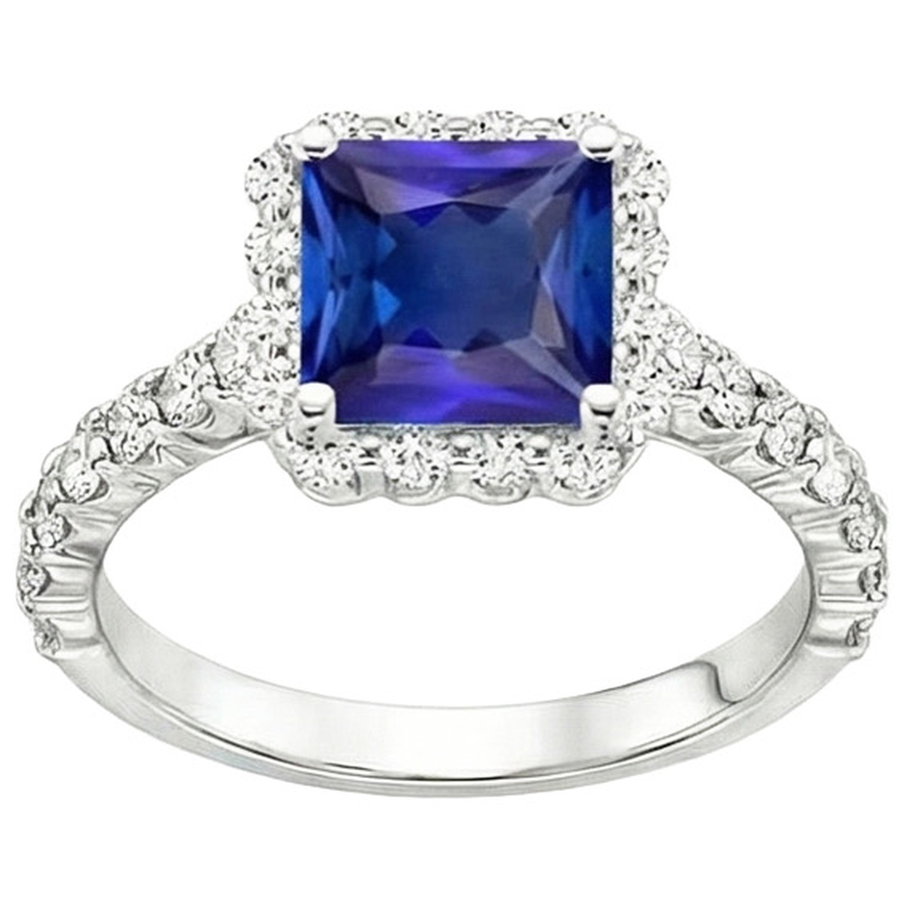 natural round sapphire 6.50ct ring top view