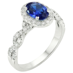 Natural Sapphire Ring 4.50ct - White Gold 14K