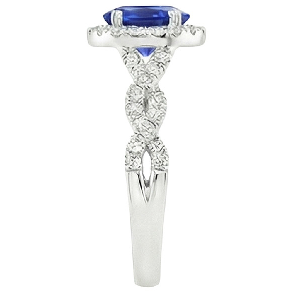 natural round sapphire 4.50ct ring profile view