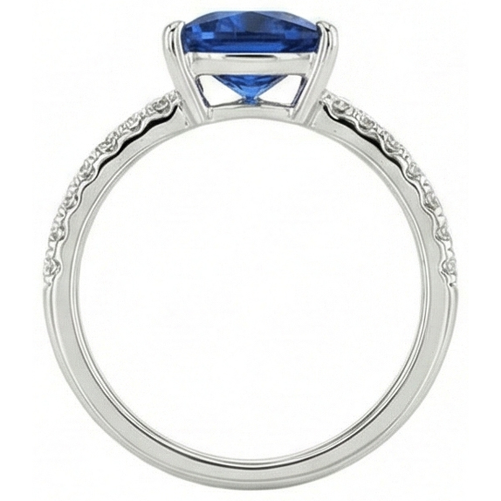 natural round sapphire 2ct ring profile view