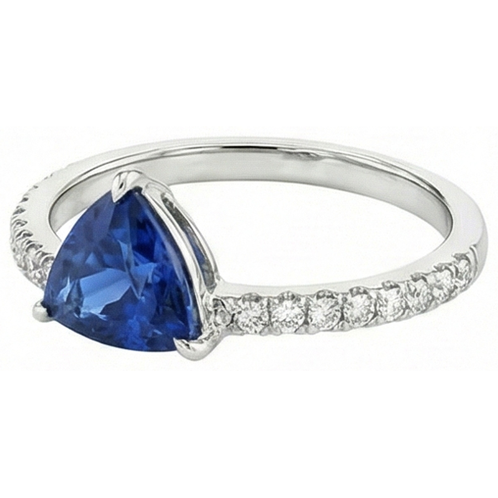 natural round sapphire 2ct ring front view