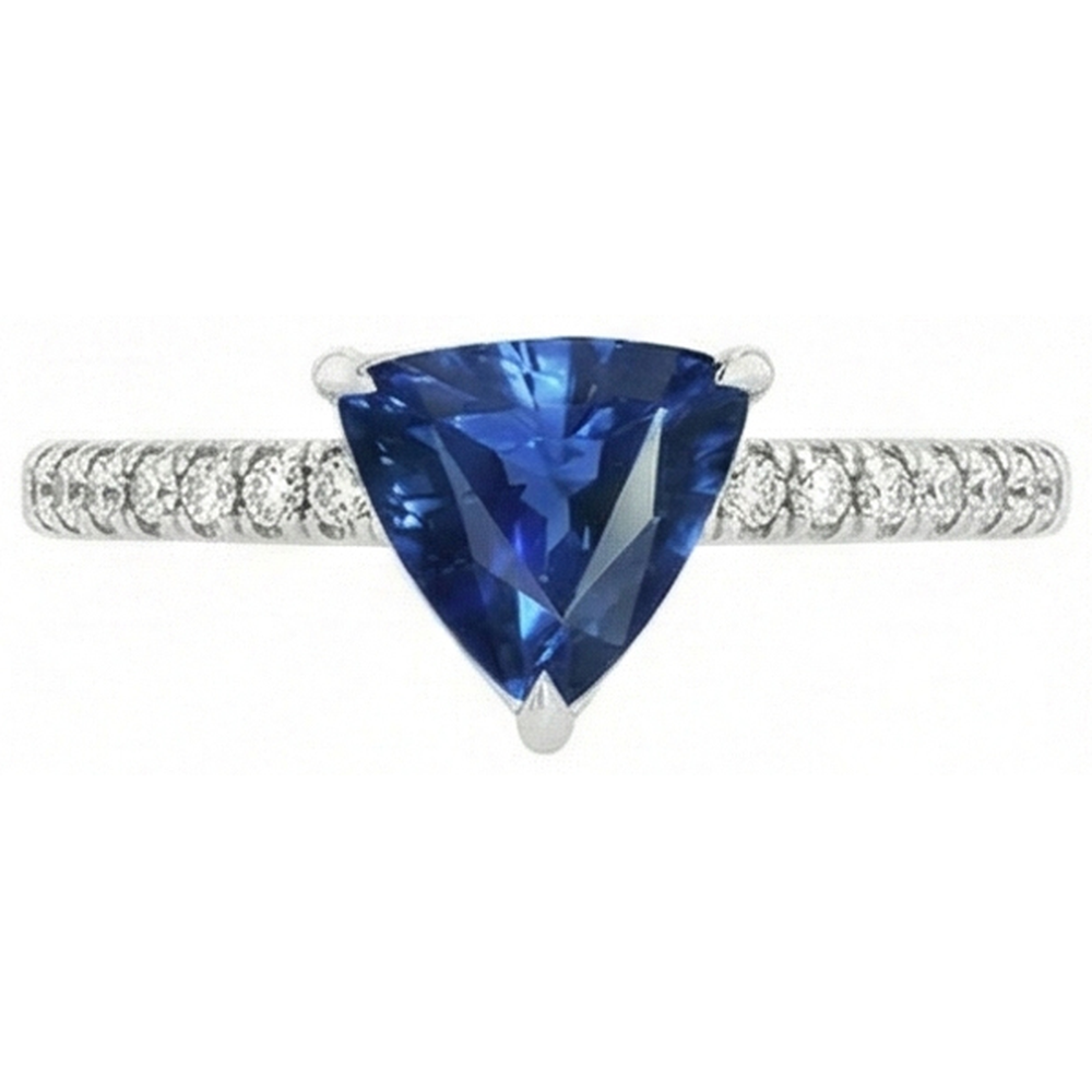 natural round sapphire 2ct ring close up detail