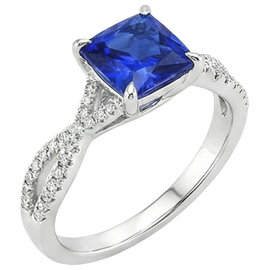 natural round sapphire 3.25ct ring side angle