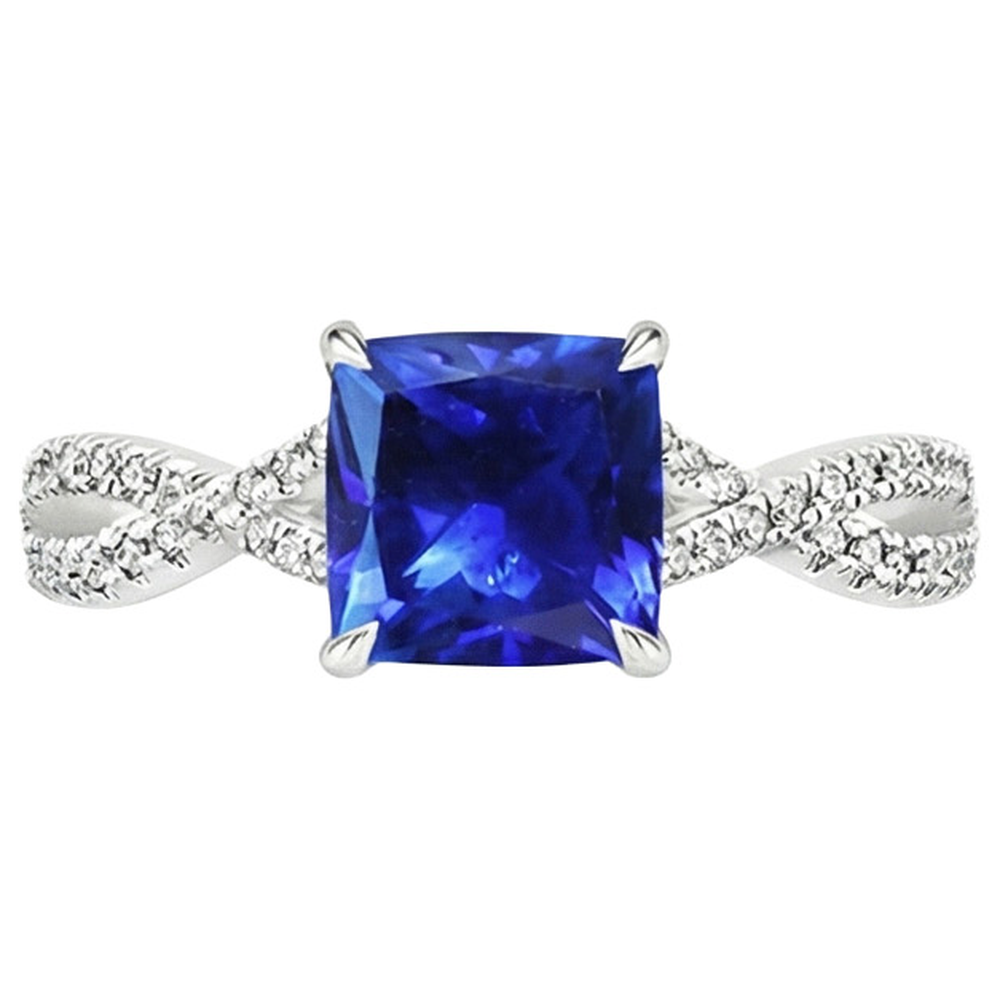 natural round sapphire 3.25ct ring close up detail