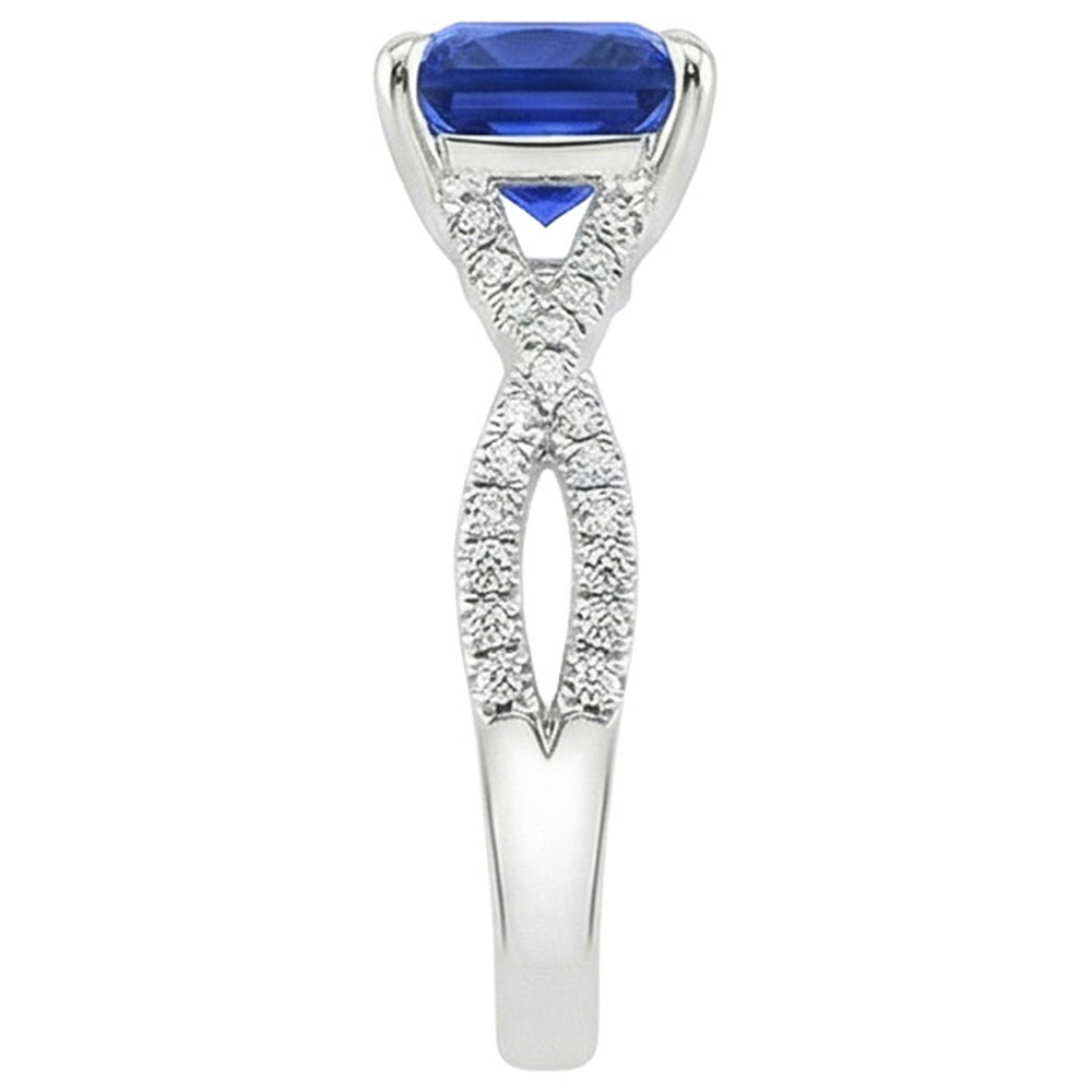 natural round sapphire 3.25ct ring profile view
