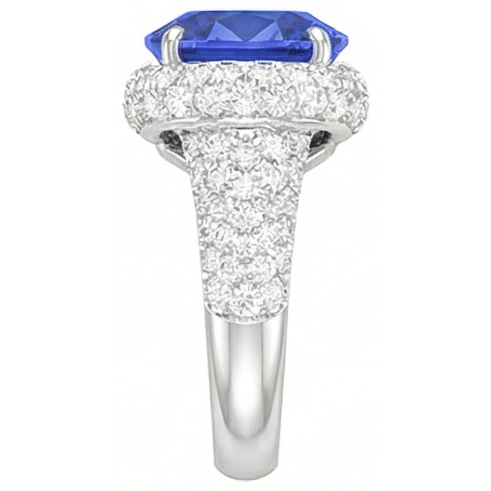 natural round sapphire 4ct ring profile view