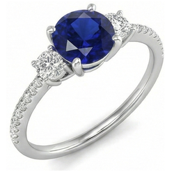 Natural Sapphire Ring 3.50ct - White Gold 14K