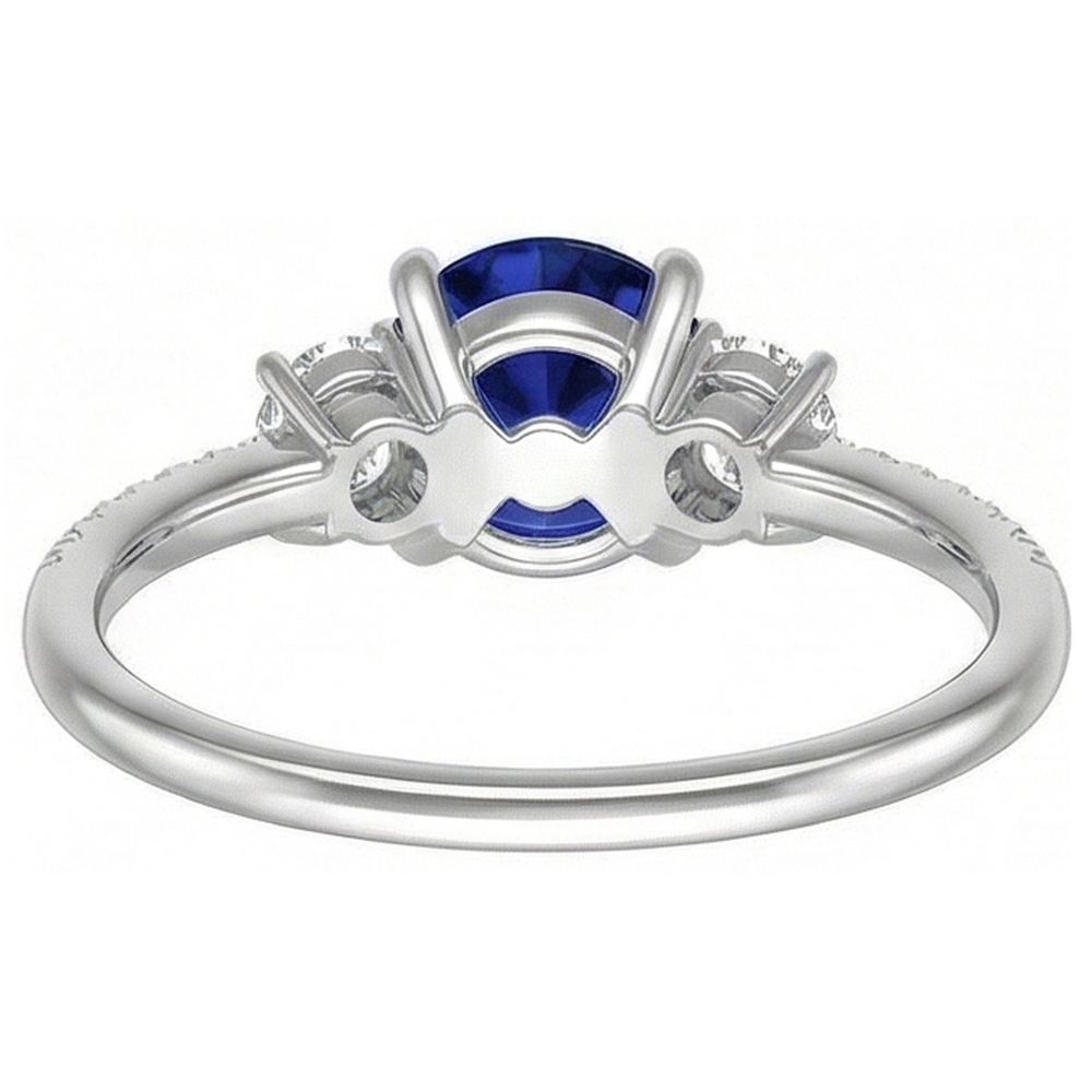 natural round sapphire 3.50ct ring three quarter angle