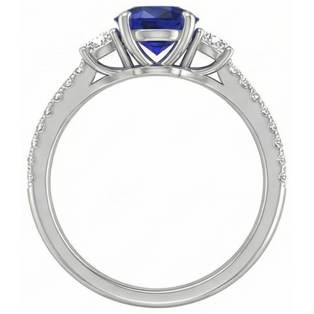 natural round sapphire 3.50ct ring band detail