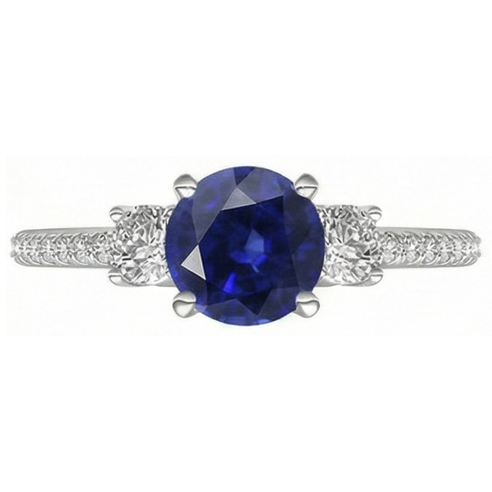 natural round sapphire 3.50ct ring close up detail