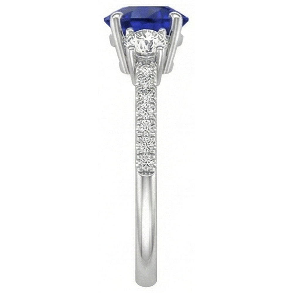 natural round sapphire 3.50ct ring with diamond accents