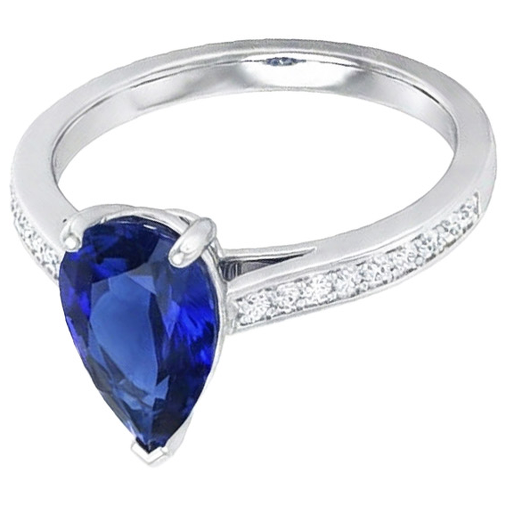 natural round sapphire 4.50ct ring front view