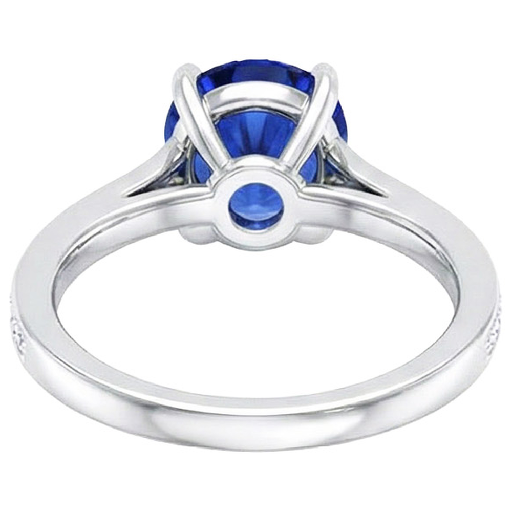 natural round sapphire 4.50ct ring side angle