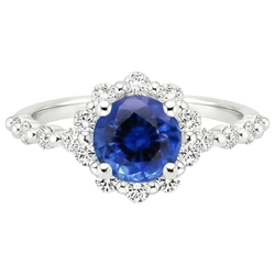 Natural Sapphire Ring 3ct - White Gold 14K