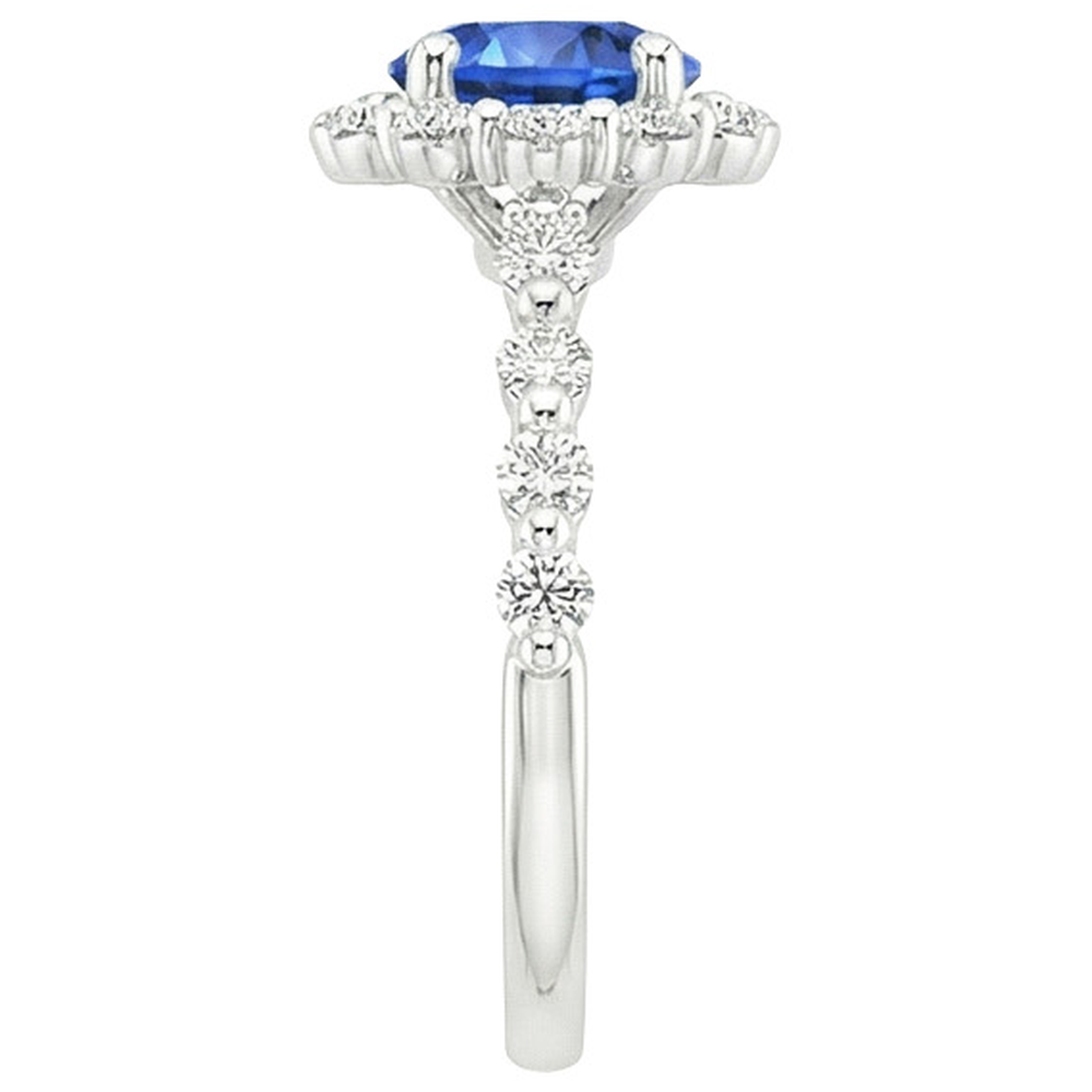 natural round sapphire 3ct ring profile view