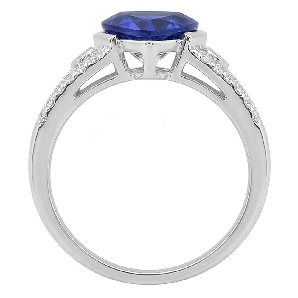 Women's Natural Earth Mined Diamond ( Not Lab Grown ) Jewelry Trillion Sapphire Ring 2.50 Carats Split Shank