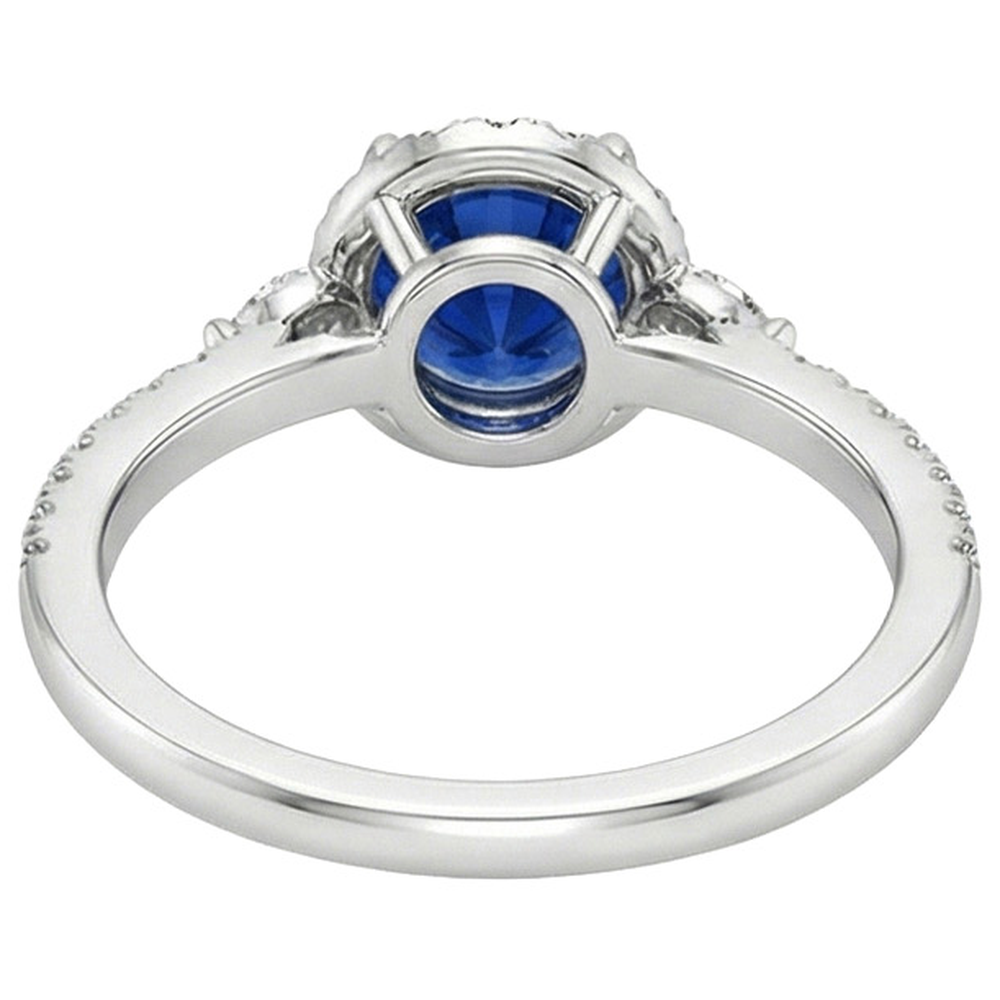 natural round sapphire 3ct ring on white background