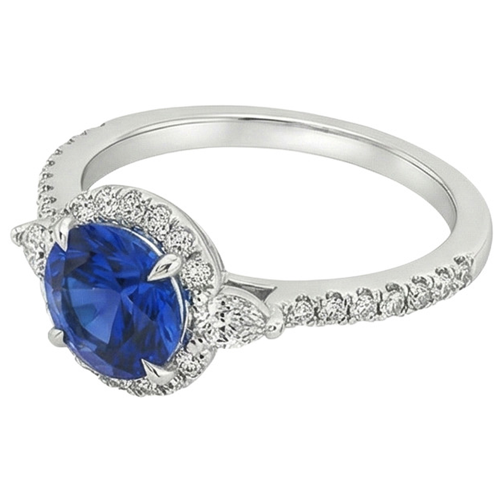 natural round sapphire 3ct ring top view