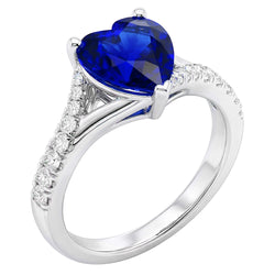 Natural Sapphire Ring 3.50ct - White Gold 14K
