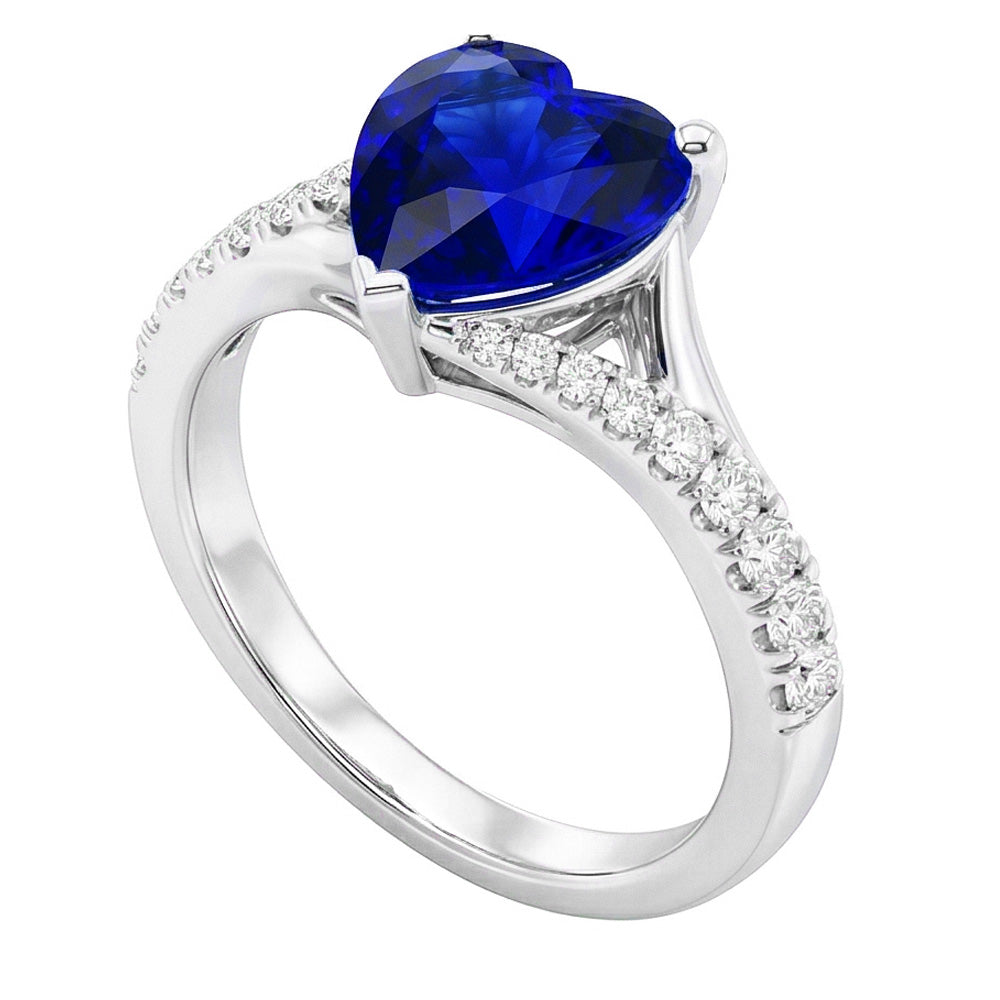 natural round sapphire 3.50ct ring top view