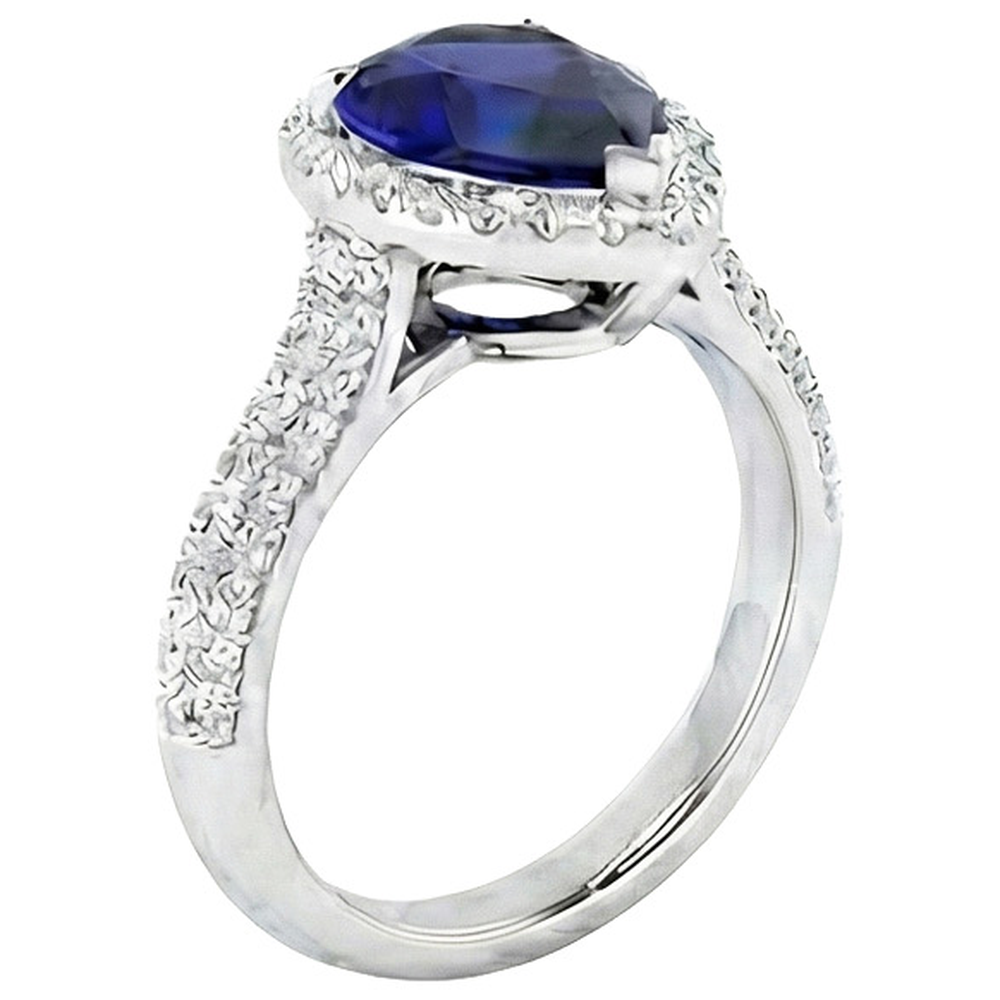 natural round sapphire 4ct ring top view