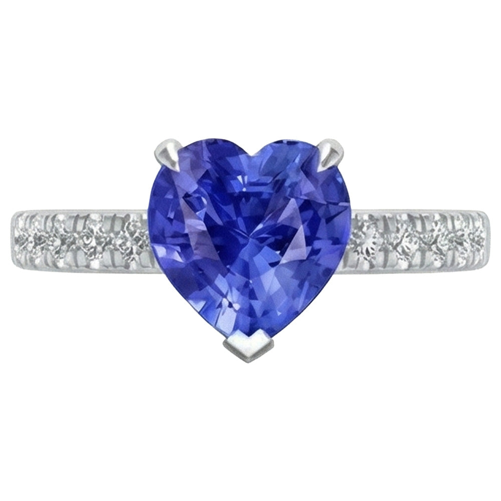 natural round sapphire 2ct ring close up detail