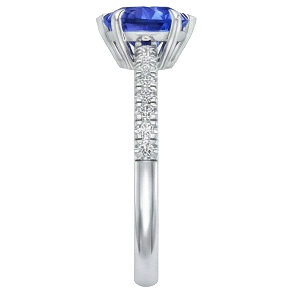 natural round sapphire 2ct ring top view