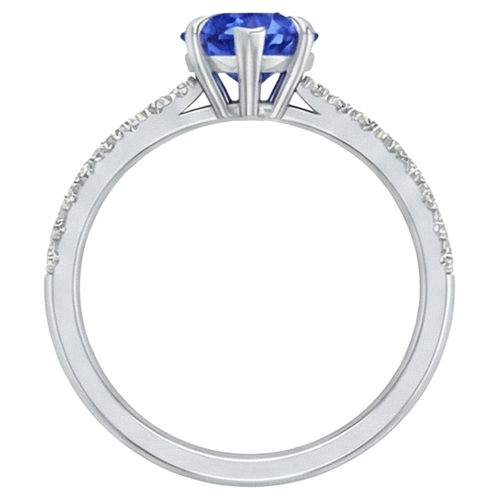 natural round sapphire 2ct ring profile view