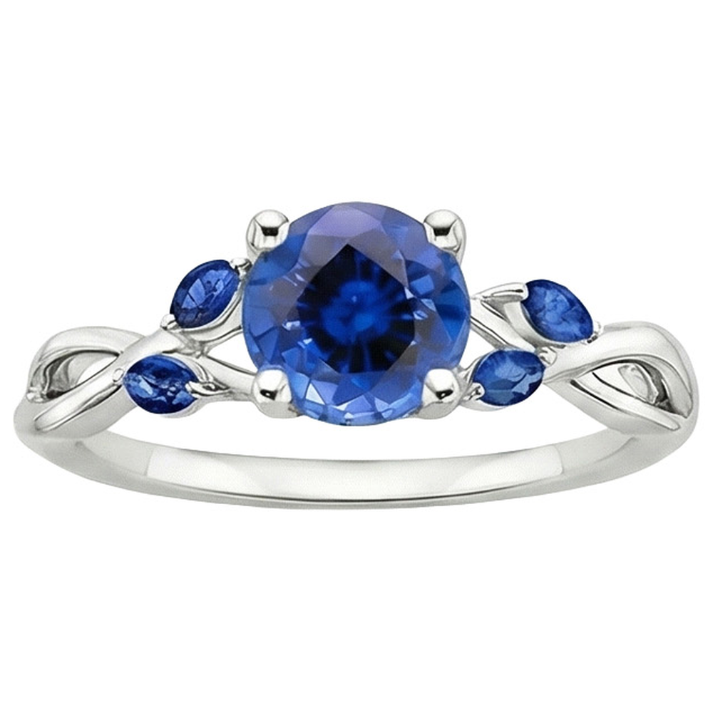 Women's Ring Round & Marquise Ceylon Sapphire Gemstones 2.50 Carats