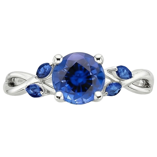 Women's Ring Round & Marquise Ceylon Sapphire Gemstones 2.50 Carats