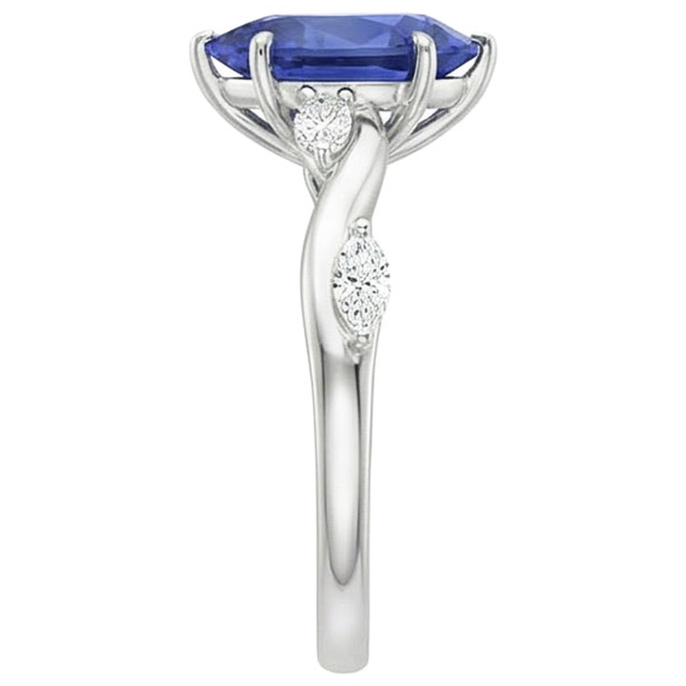 Women's Sapphire Ring Pear With Marquise Natural Earth Mined Diamond ( Not Lab Grown ) Accents 4.50 Carats