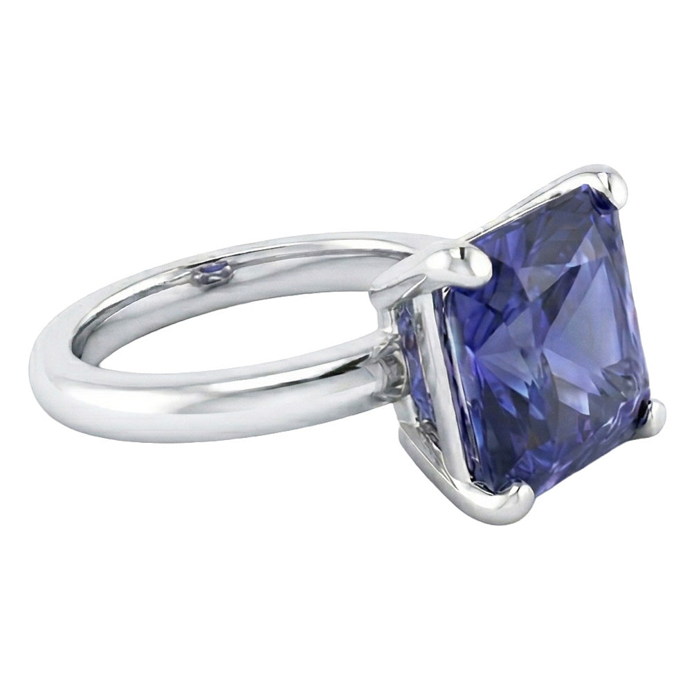 Women's Solitaire Ring Radiant Srilankan Sapphire Gemstone 2.50 Carats